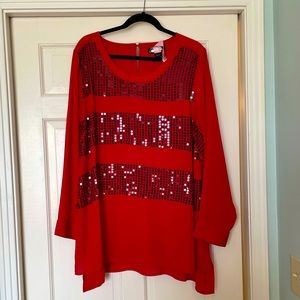 Long sleeve red glitter tunic lane Bryant 22/24